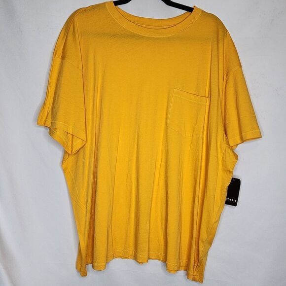 4X 26W Torrid Yellow Pocket Tee Crew Neck Relaxed Fit Vintage Cotton Jersey shor - Picture 5 of 7